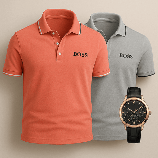 [TAKE 2, PAY FOR 1] 2-PIECE SET PREMIER POLO SHIRTS + FREE WATCH INCLUDED